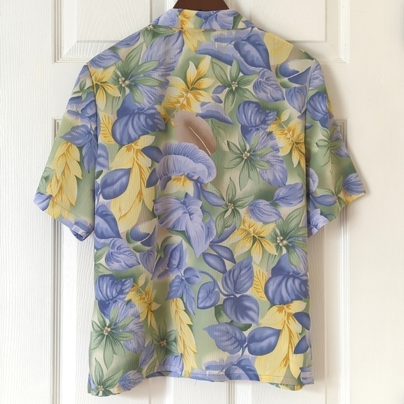 Allison Daley 90's Vintage Floral Lightweight Short Sleeve Button Down Top 14P - Picture 11 of 12